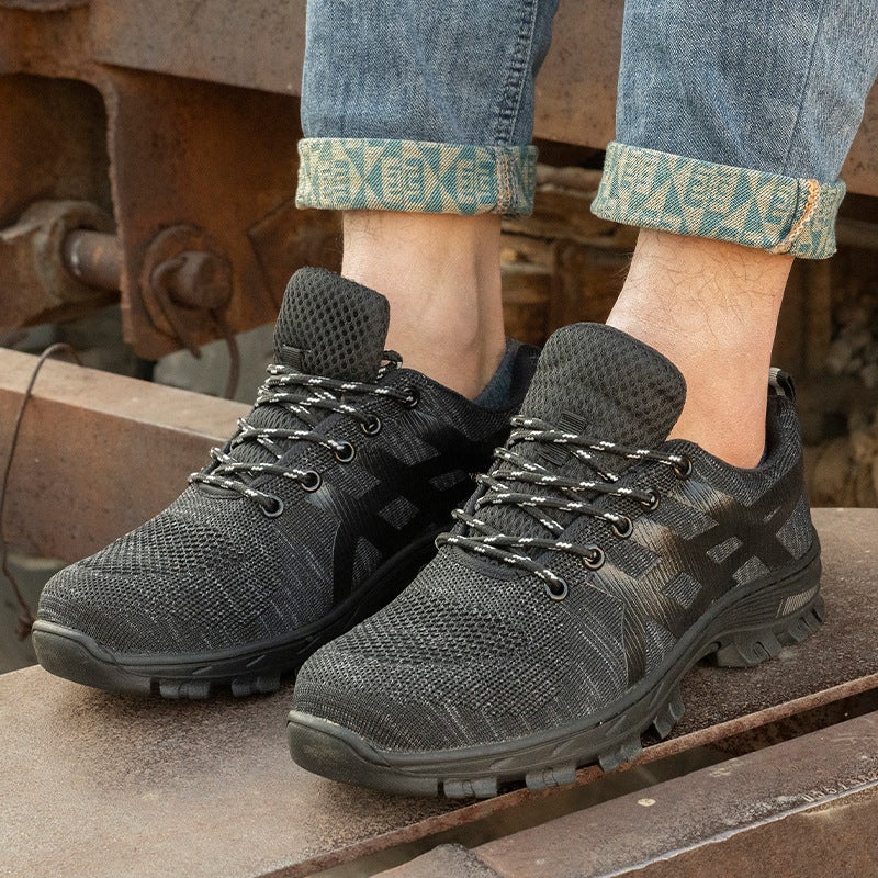 Men'S Labor Protection Shoes, Wear-Resistant, Safe For Construction Sites, Fly-Knit Shoes, Anti-Smash, Anti-Puncture, Steel Toe, Lightweight Men'S Shoes - Image 2